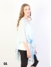 Plum Blossom Print Chiffon Top W/ Pearl Buttons